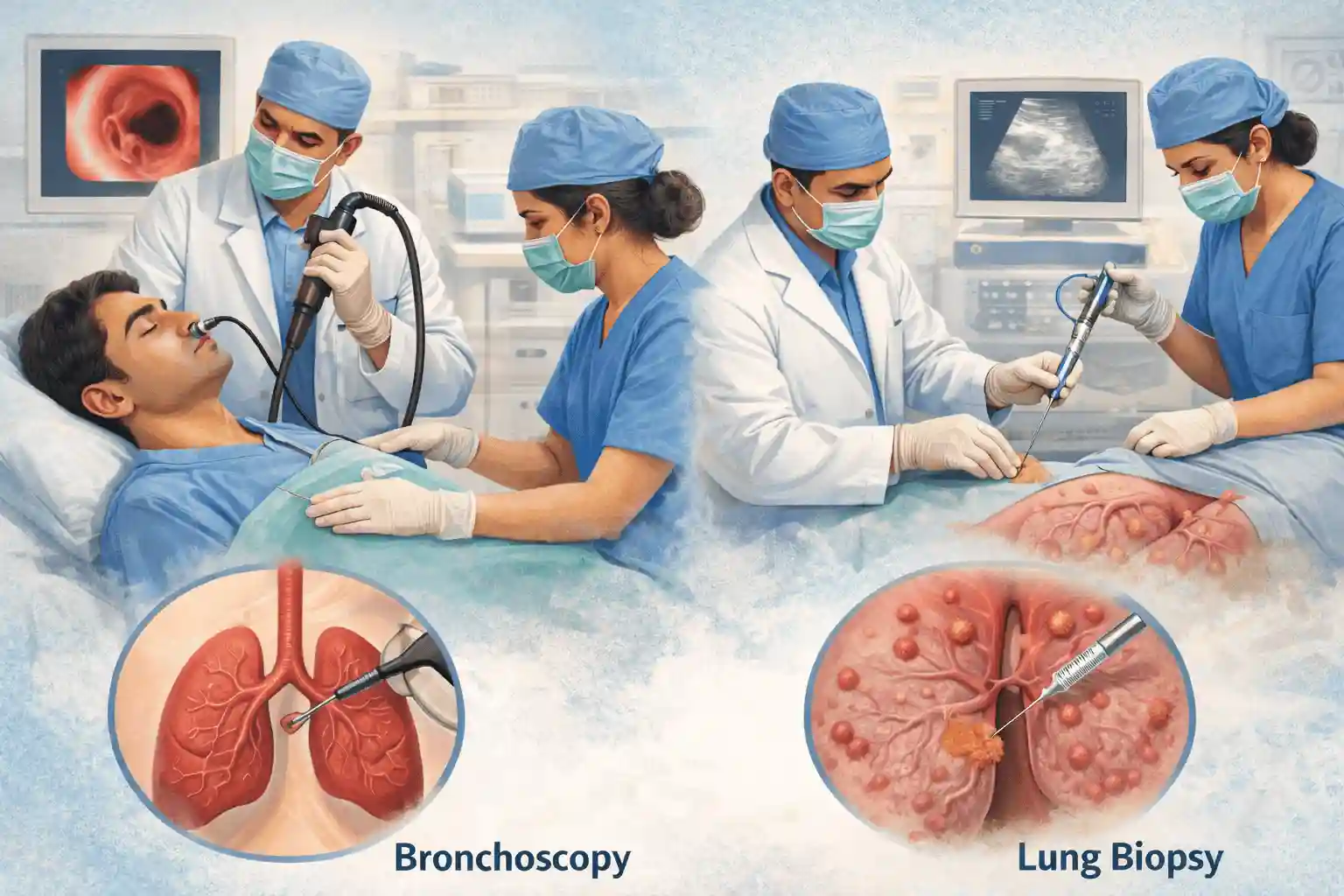Bronchoscopy and lung biopsy